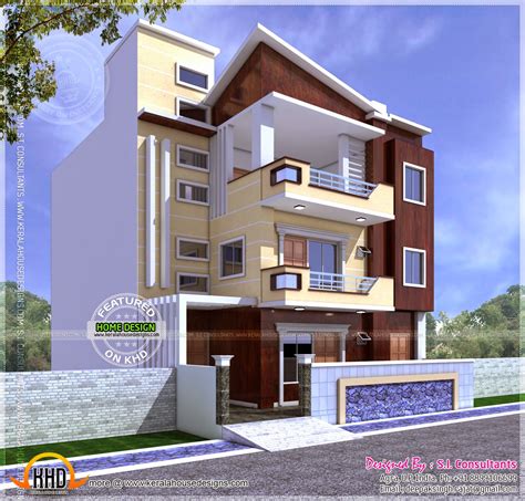 Three Storied North Indian Style House Kerala Home Design And Floor Plans 9k Dream Houses