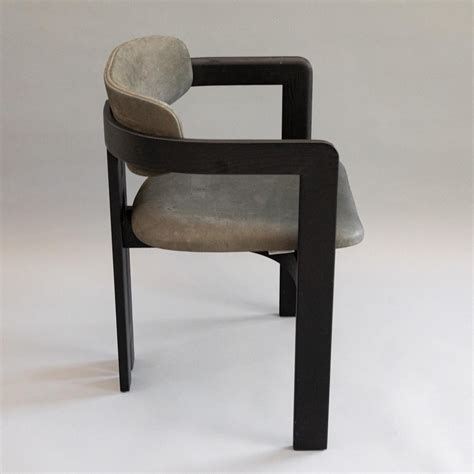 Grey Suede And Ebonized Wood Dining Chairs By Gallotti And Radice