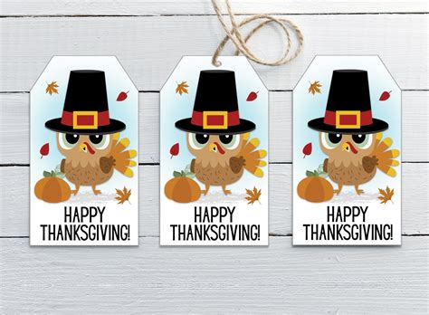 Happy Thanksgiving Turkey Tag - Printable Thanksgiving Tag - Instant ...