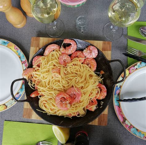 Wolkenfees K Chenwerkstatt Spaghetti Mit Garnelen In Knoblauch Oliven L