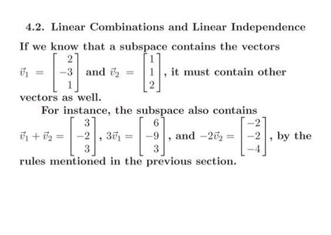 4 2 Linear Combinations And Linear Independence If We Know That