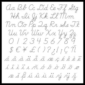 D Nealian Cursive Font Fully Connected Dotted Fonts With