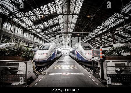 Paris France Tgv Bullet Train In Historic Train Station Gare De