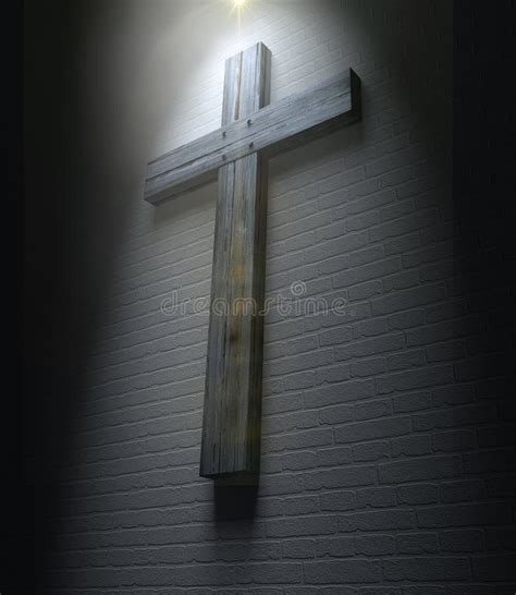 Crucifix On A Wall Under Spotlight Stock Photo Image Of Crucifix