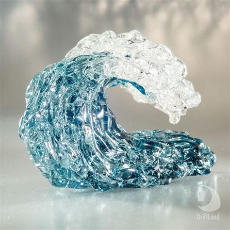 Blue Ocean Wave Glass Art Sculpture For Home Decor Surfer Etsy Wave Glass Glass Art