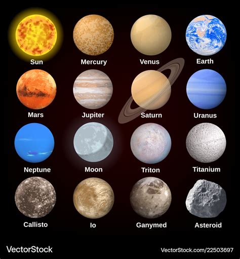 Planets Icon Set Realistic Style Royalty Free Vector Image