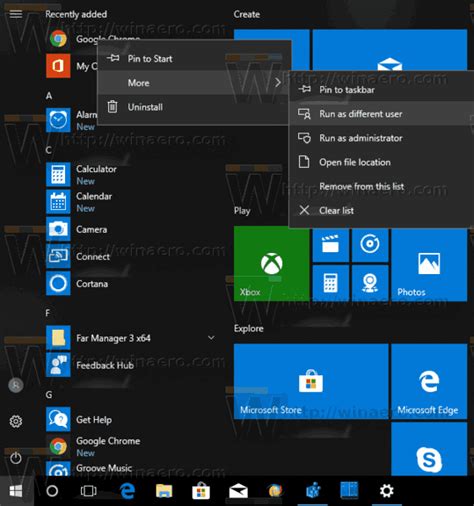 Add Run As Different User To Start Menu In Windows