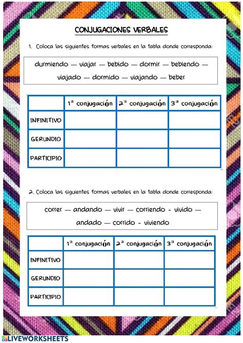 Conjugación verbal worksheet Lecciones de gramática Cuaderno de