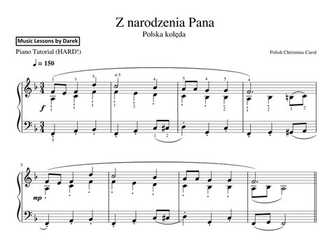 Z Narodzenia Pana Polish Christmas Carol Hard Piano Arr Darek