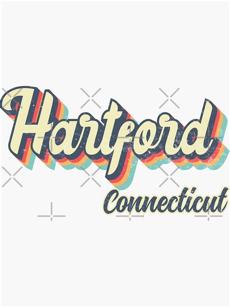 Hartford City Connecticut Retro Vintage 70s Rainbow Sticker For Sale