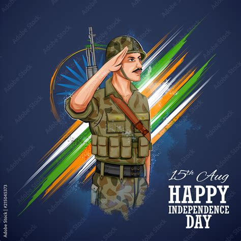 Indian Army soilder saluting flag of India with pride Stock Vector ...