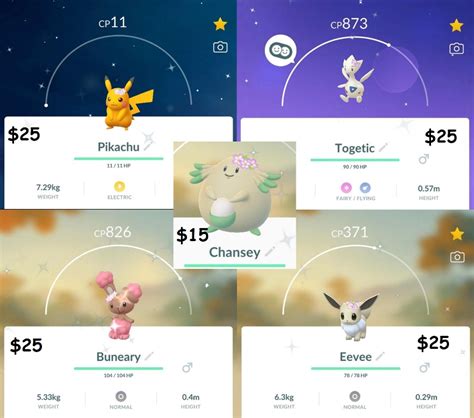 Shiny Pikachu Togetic Buneary Eevee Chansey Flower Crown Pokemon Go