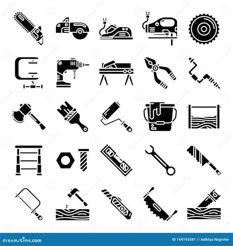 Carpenter Icons Pack Stock Vector Illustration Of Handyman 144193581