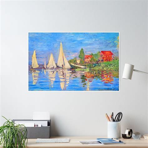 Regattas At Argenteuil Painting By Claude Monet Boat Sea