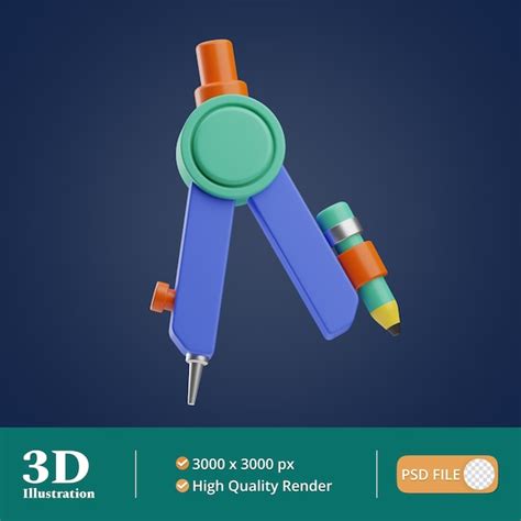 Premium PSD Workplace Compass Illustration 3d