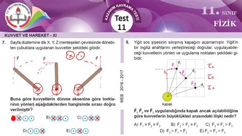 Meb Okul Kursu S N F F Z K K K Testi Kuvvet Ve Hareket Youtube