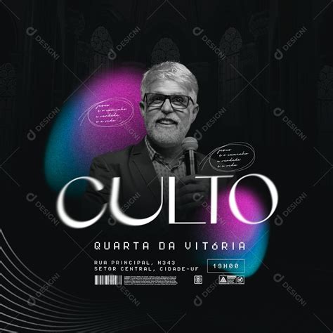 Culto Quarta Da Vitória Flyer Gospel Social Media PSD Editável