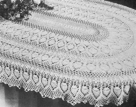 Vintage Oval Pineapple Tablecloth Crochet Pattern Pdf Digital Download