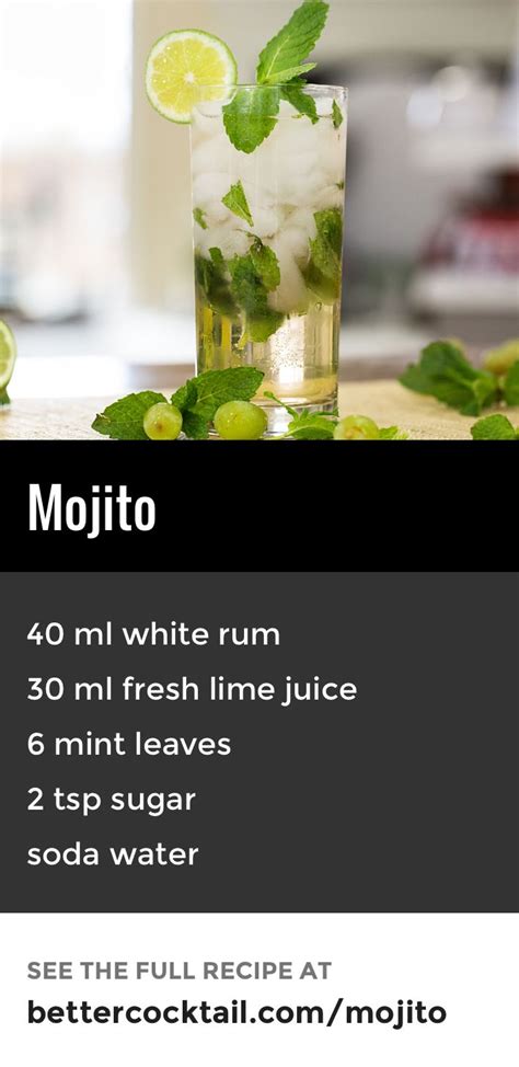 Mojito Cocktail Recipe - A Better Cocktail | Mojito cocktail recipe, Drinks alcohol recipes, Fun ...