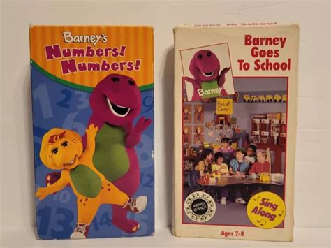 LOT 2 - RARE VTG BARNEY VHS Tapes - Goes To School SING ALONG & Numbers ...