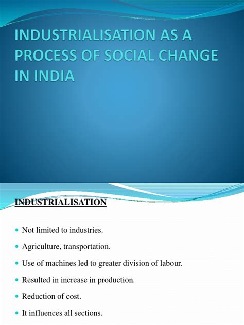 Industrialisation As A Process of Social Change in India | PDF ...