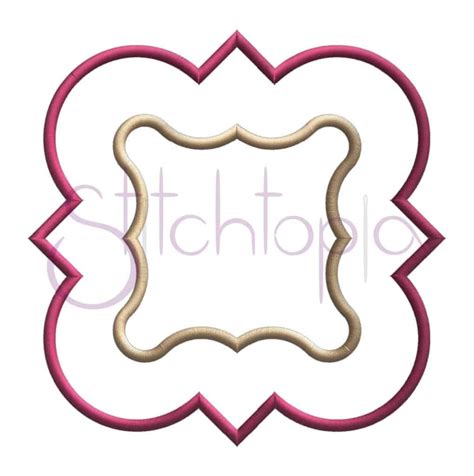 Quatrefoil Wave Applique Frame 2 Fabric Stitchtopia