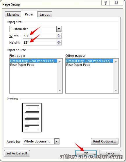 How to Set Long Bond Paper Size in Microsoft Word? - Computers, Tricks, Tips 30749