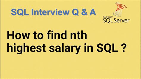 How To Find Nth Highest Salary In Sql Sql Interview Question Youtube