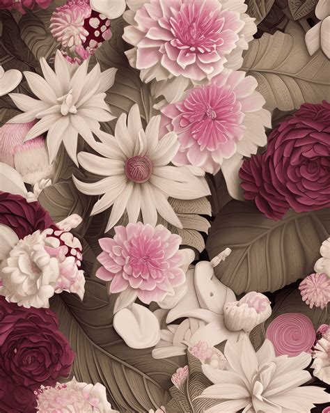 Burgundy Cream Ivory Flowers · Creative Fabrica