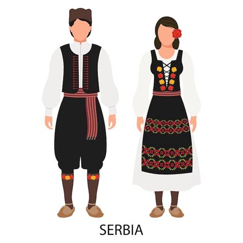 Premium Vector | A man and a woman a couple in Serbian folk costumes ...