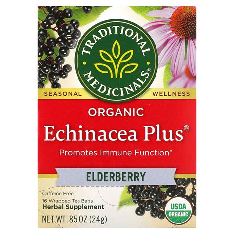 Traditional Medicinals Organic Echinacea Plus Elderberry Caffeine