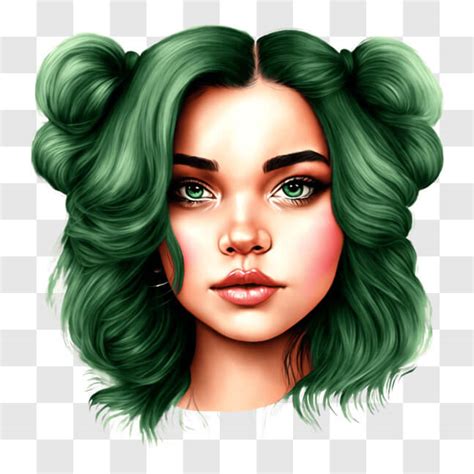 Download Unique Artistic Portrait Of A Woman With Green Hair Png Online