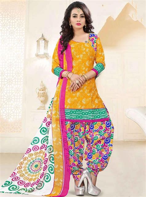 Yellow Cotton Punjabi Suit 86568 Beautiful Dresses For Women Fashion