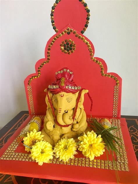 Ganesha Made By Clay Ganpati Decoration At Home Diwali Decorations At