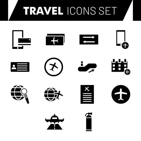 black and white illustration of Travel icon set. 25097071 Vector Art at ...