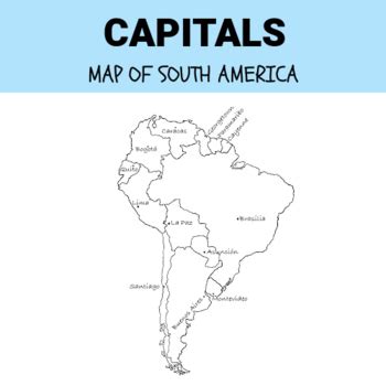 Map Of South America Countries Capitals Blank By SPANISHCLASE