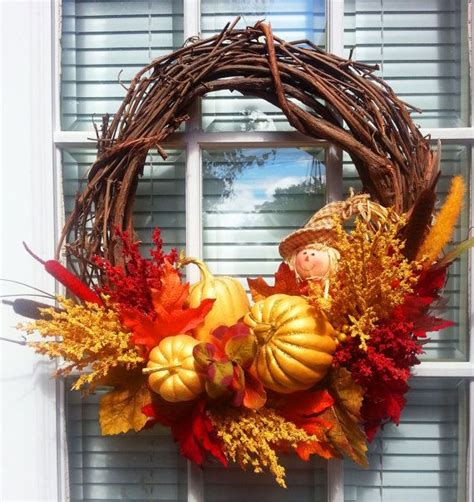 Fall Pumpkin Grapevine Wreath Fall Wreath Autumn Wreath Etsy Autumn