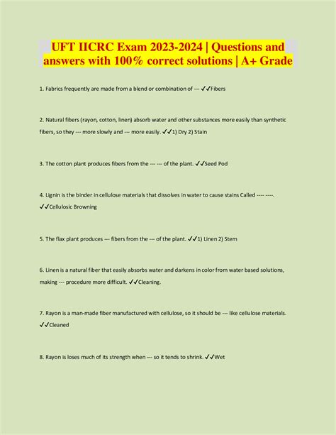 Uft Iicrc Exam Questions And Answers With Correct