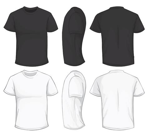 Ilustración vectorial de un diseño en blanco de camiseta negra y blanca