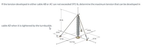 Solved Question If The Tension Developed In Either Cable AB Or AC