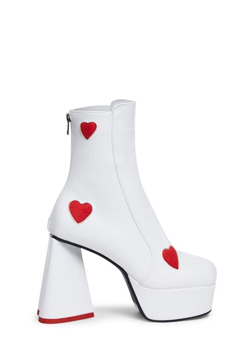 Lamoda Platform Heart Heel Ankle Boots White Dolls Kill