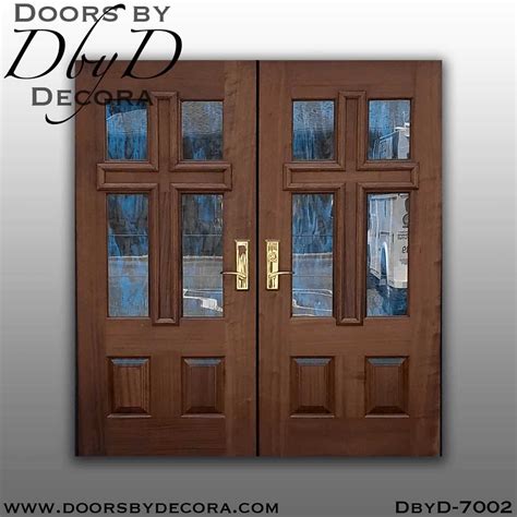 Custom Church Stained Glass Cross Doors Wood Entry Doors By Decora