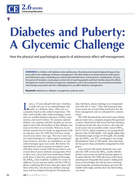 Pdf Diabetes And Puberty A Glycemic Challenge How The Physical And