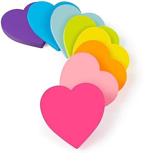 Amazon Heart Shape Sticky Notes Color Bright Colorful Sticky