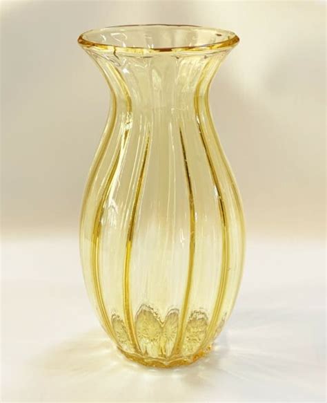 Yellow Glass Vase 10 Tall Ebay