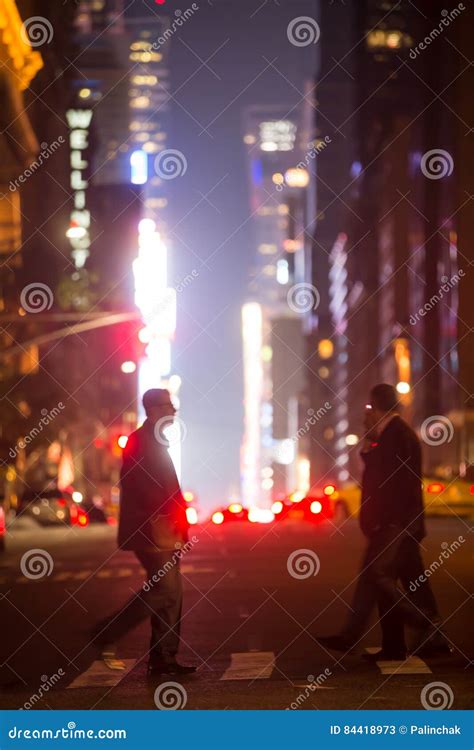 New York City Streets At Night Editorial Stock Photo Image Of