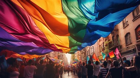 Lgbt Unity In Colors Solidarity And Pride Waving Rainbow Flags