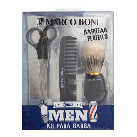 Marco Boni Masculino Para Barba Kit Pente Tesoura Pincel De Barba