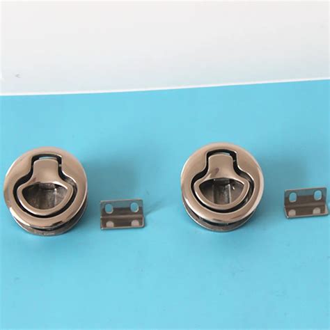 A Pair Boat 2 Floor Latches Turning Lock Lift Handle Marine Stainless