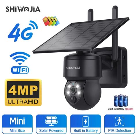 SHIWOJIA WIFI Wireless PTZ Solar Camera 4G SIM 4MP Outdoor Solar Panel